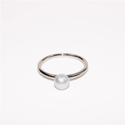 Stg Silver Plain band Fresh Water Pearl Ring