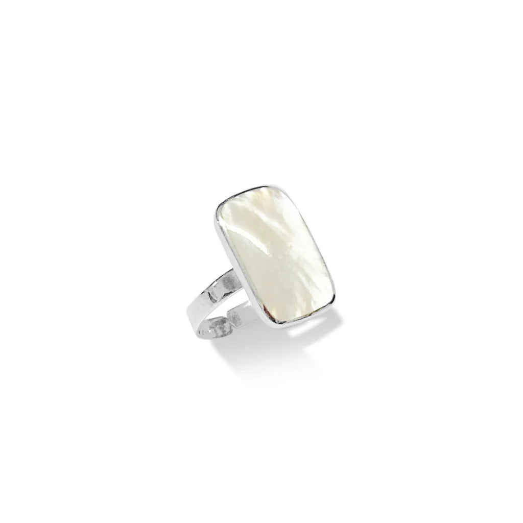 La Stele Mother of Pearl Rectangle Ring