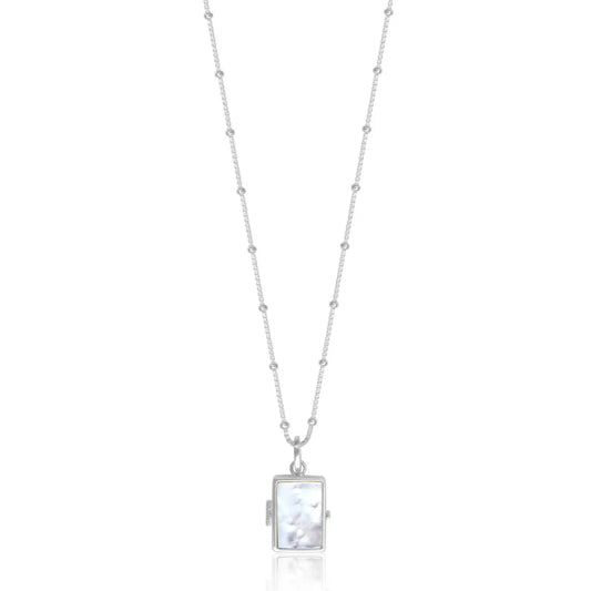 Silver Perle Mother of Pearl Square Locket