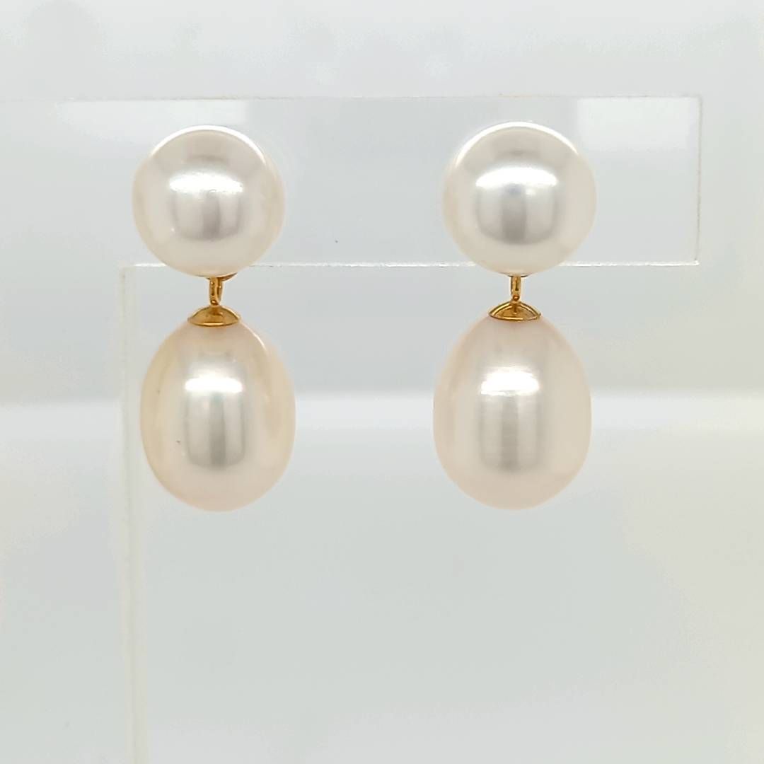 Fresh Water Pearl Button Drop Earring