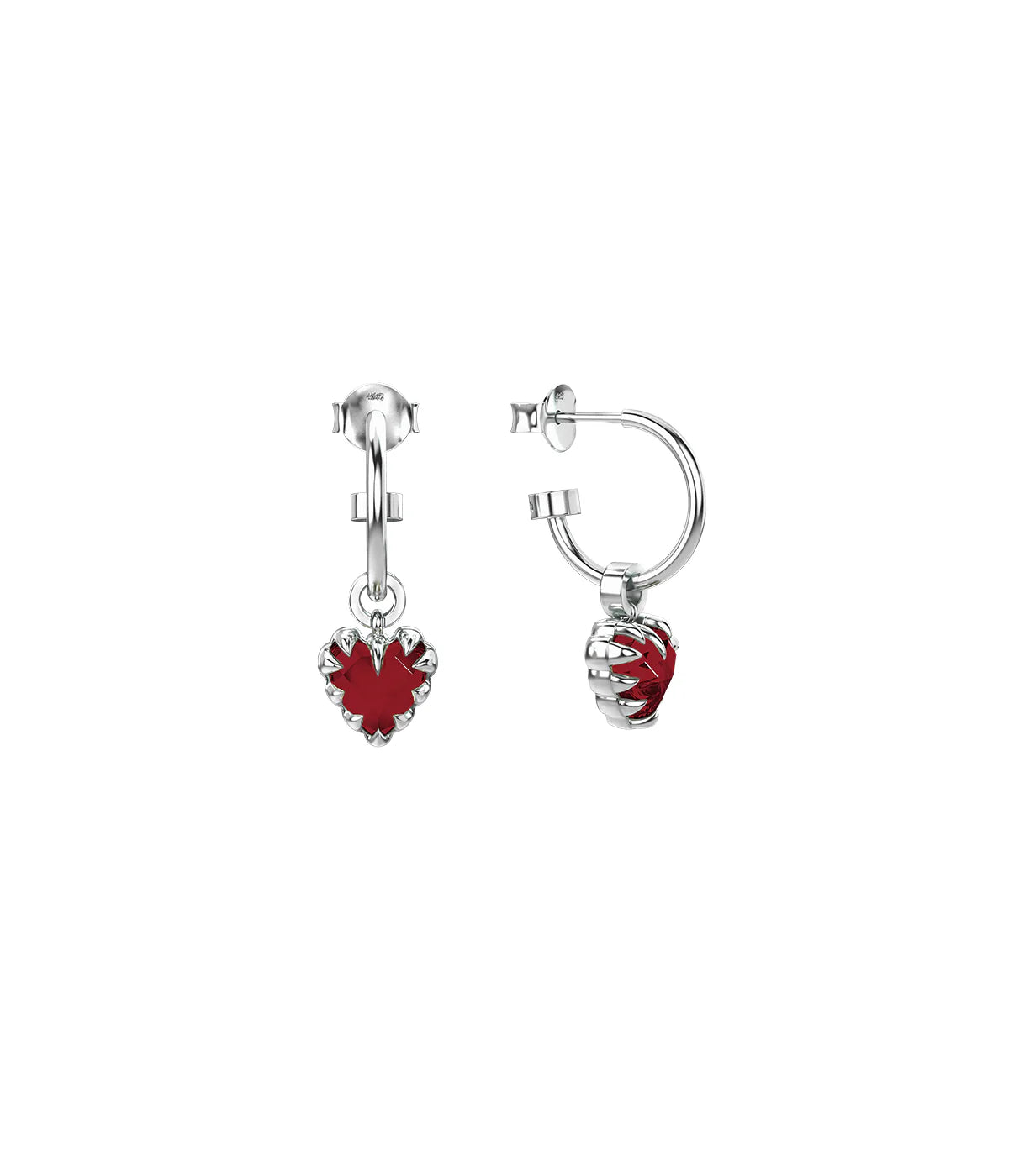Stolen Girlfriend Silver Garnet Love Claw Anchor Earrings