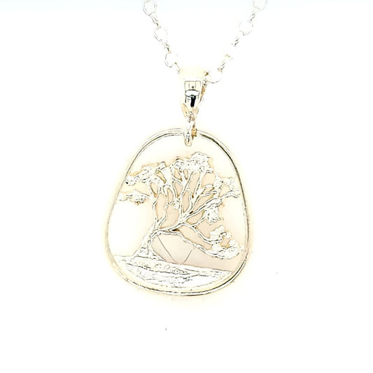 Wanaka Tree Silver Large Oblong Pendant and Chain