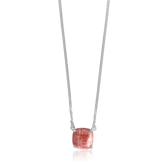 La Stele Rhodochrosite Square Dome Necklace