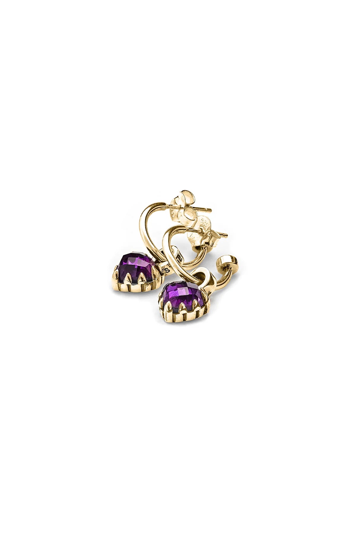 Love Anchor Earring dark Amethyst Gold Plated