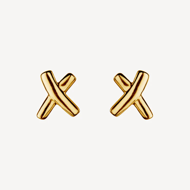 Najo 14ct Yellow Gold Plated Kiss Stud Earrings