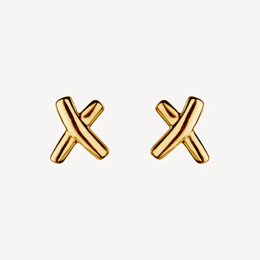Najo 14ct Yellow Gold Plated Kiss Stud Earrings