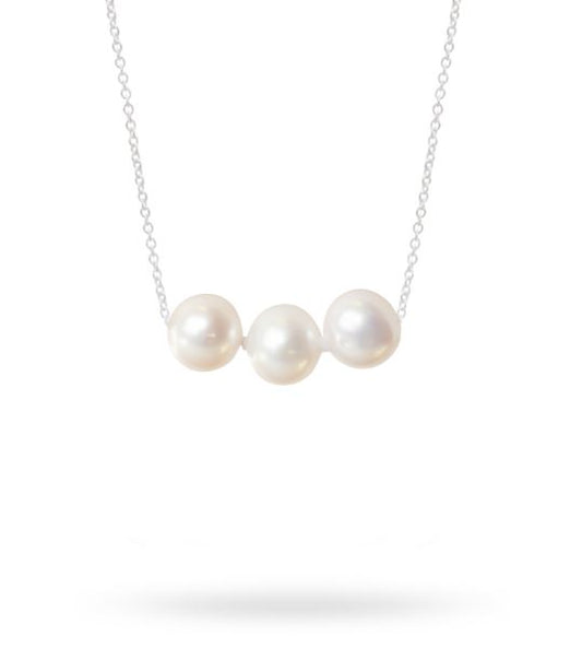 3 Pearls on Sterling Choker Necklace