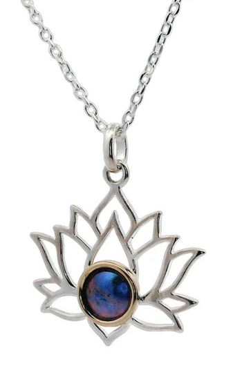 Blue Pearl Lotus Necklace