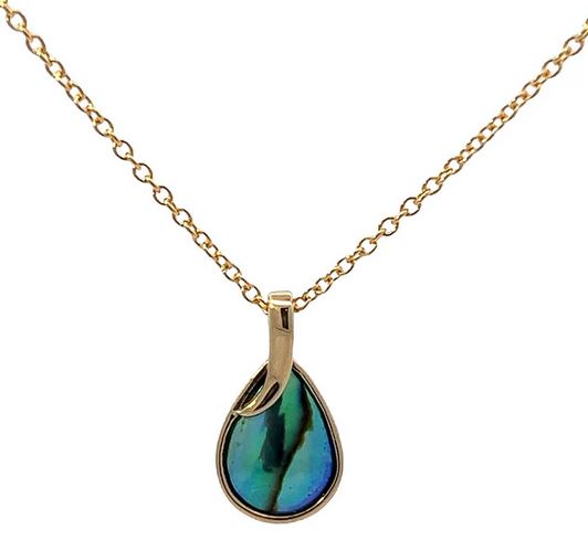 Blue Pearl 9ct Yellow Gold Whisper Tear Drop Necklace