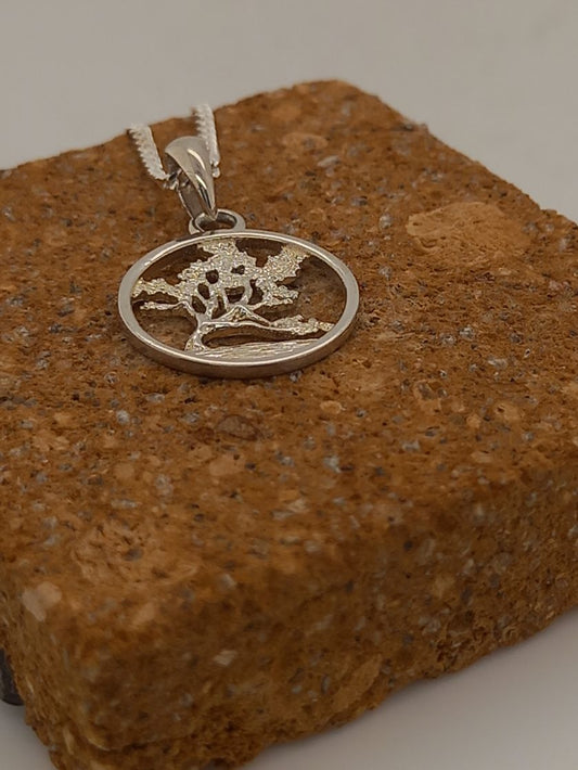 Wanaka Tree Small Round Sterling Silver Pendant and Chain