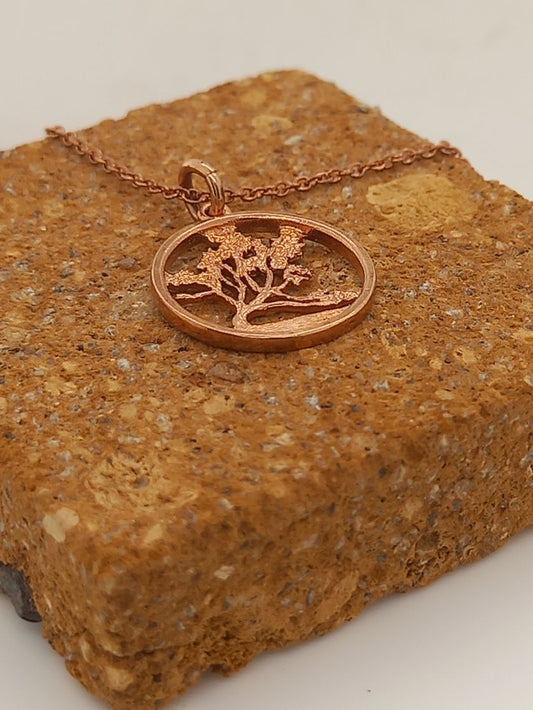 Wanaka Tree Small Round Rose Gold Pendant and Chain