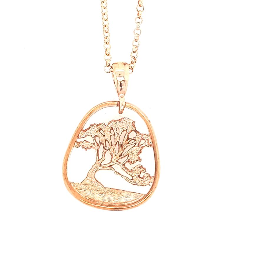 Wanaka Tree Large 9ct Rose Gold Pendant and Chain