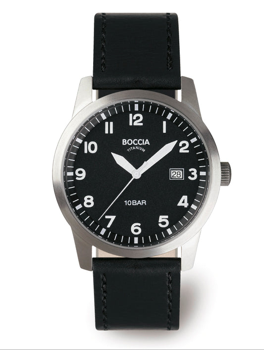Boccia Gents Leather TItanium Watch