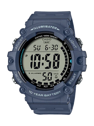 Casio Digital Big Face, Blue Resin Watch