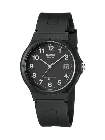 Casio Analogue Watch with Black Face and Band MW59-1B
