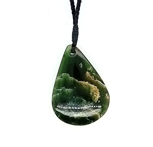 New Zealand Greenstone Pounamu Teardrop Pendant