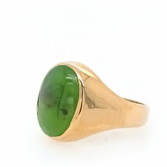 9ct Yellow Gold Greenstone Signet Ring