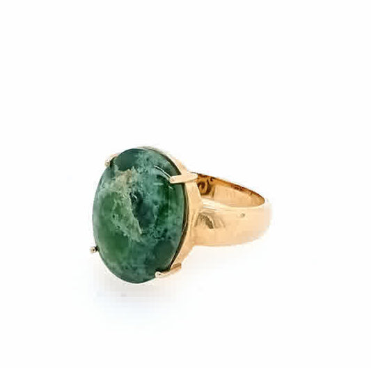 9ct Yellow Gold Flower Jade Pounamu Ring