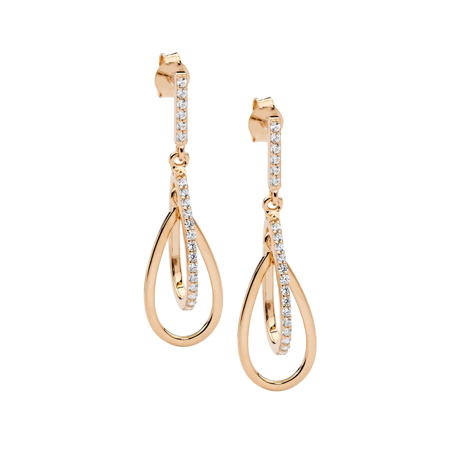 Ellani Rose Gold Drop Earrings