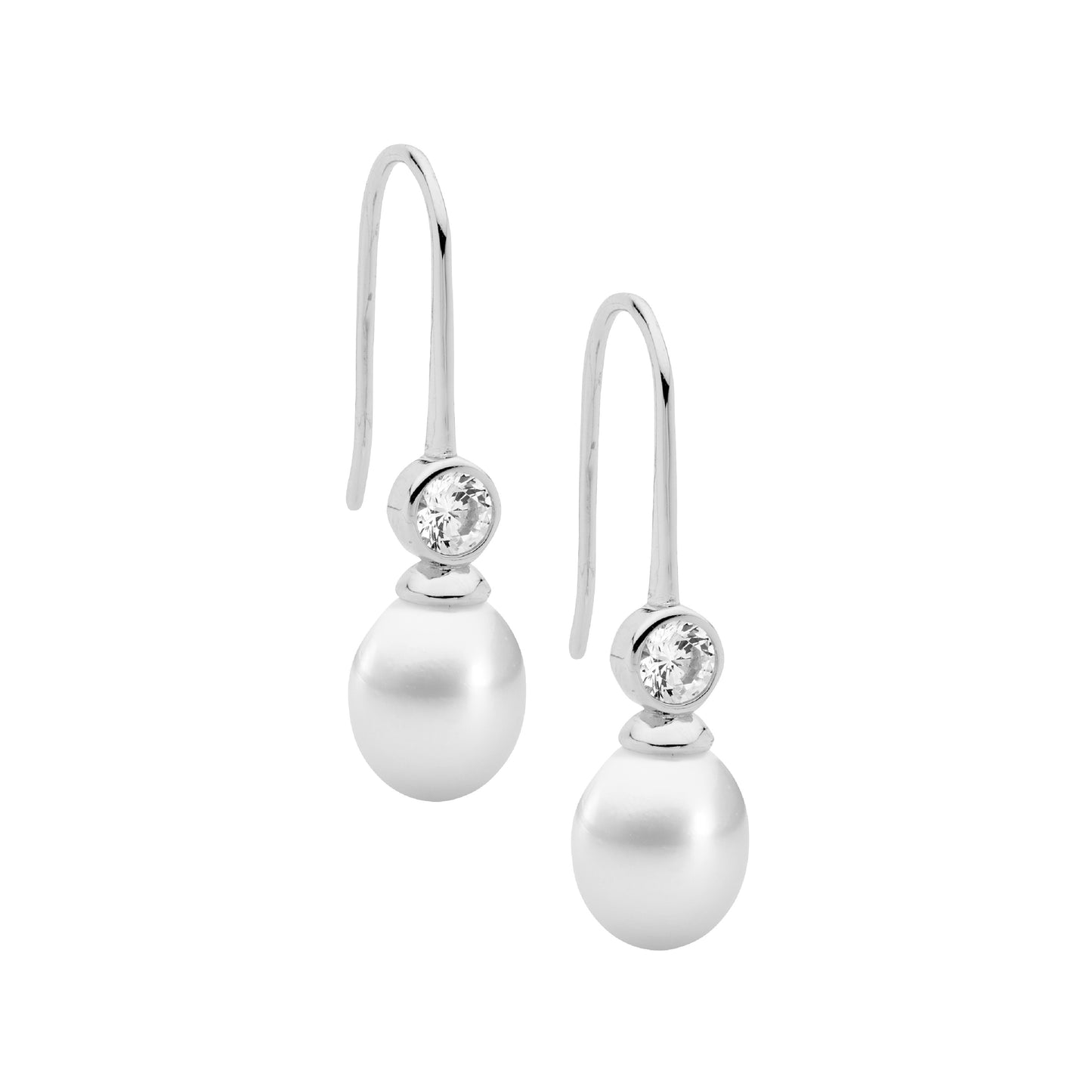 Ellani Pearl Cubic Drop Earrings