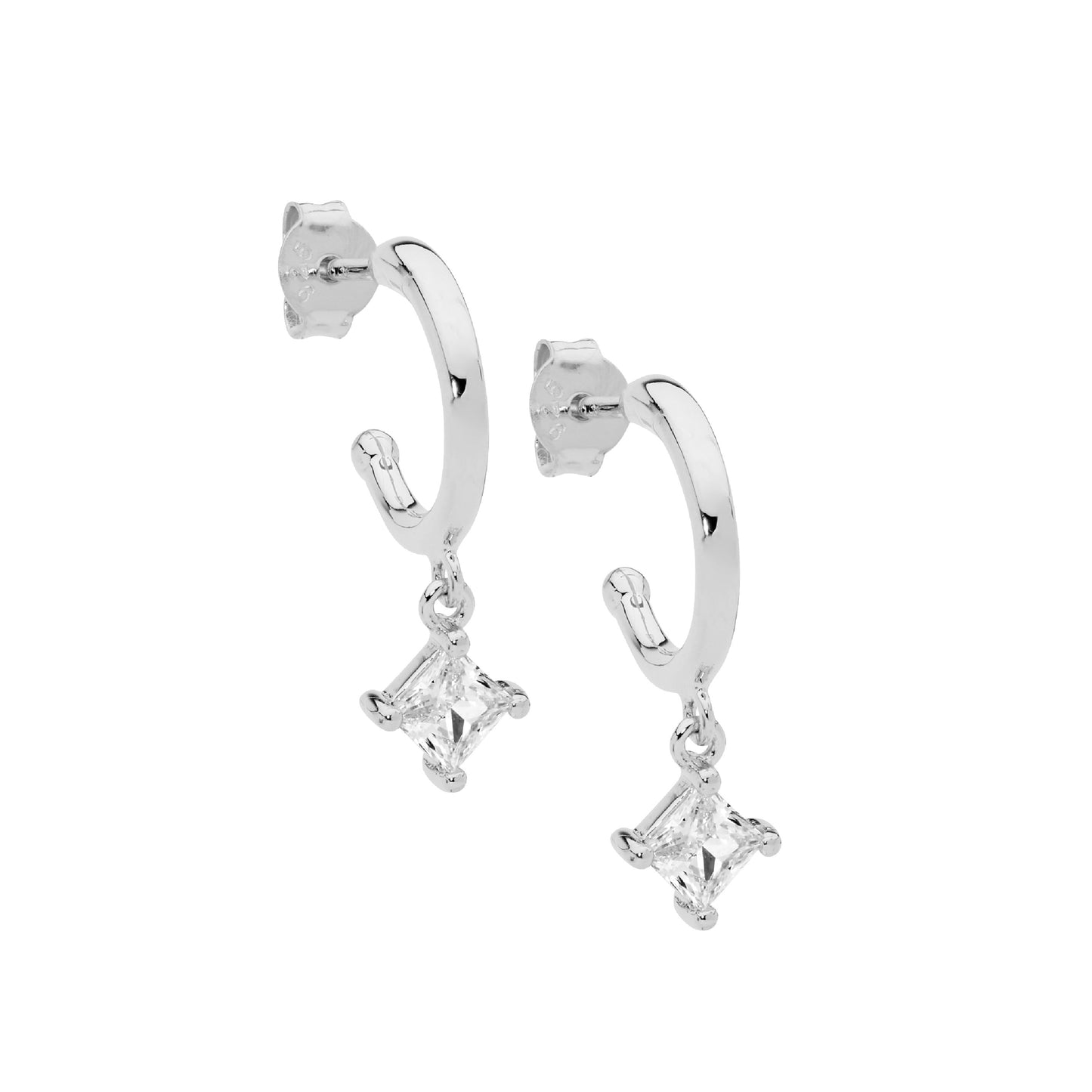 Ellani Princess Cut Drop Earrings