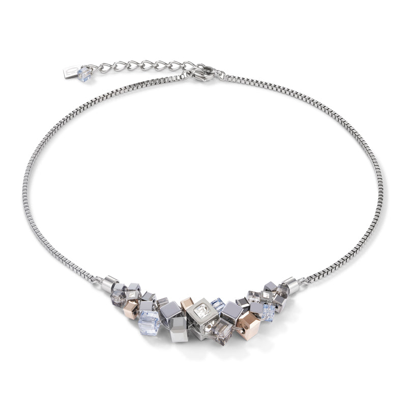 Coeur de Lion Stg Silver and Rose Crystal necklace